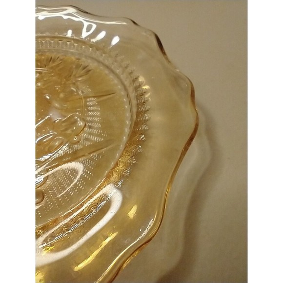 Amber Carnival Glass Jeannette Iris & Herringbone Plate 5 1/2” Marigold - Picture 3 of 10